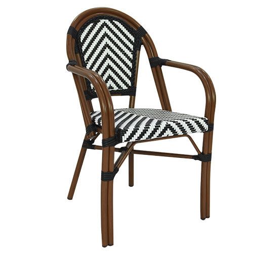 KJ TOBY ARM Fekete, Fehér vintage Polirattan kültéri szék