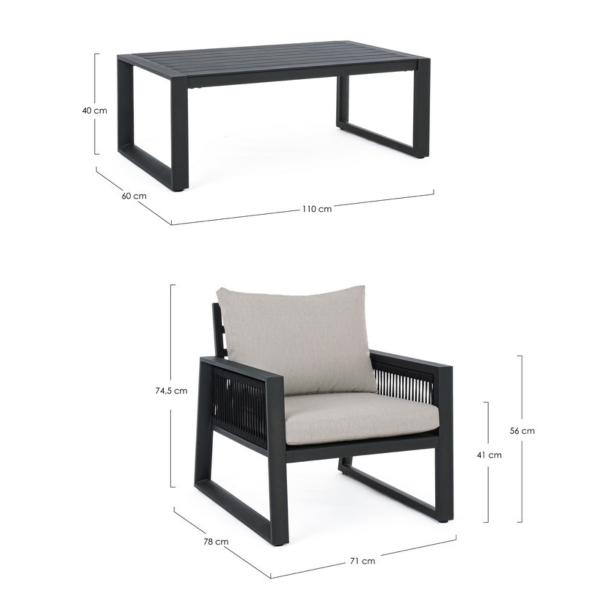 BT DIVA Szürke design Kültéri lounge szett