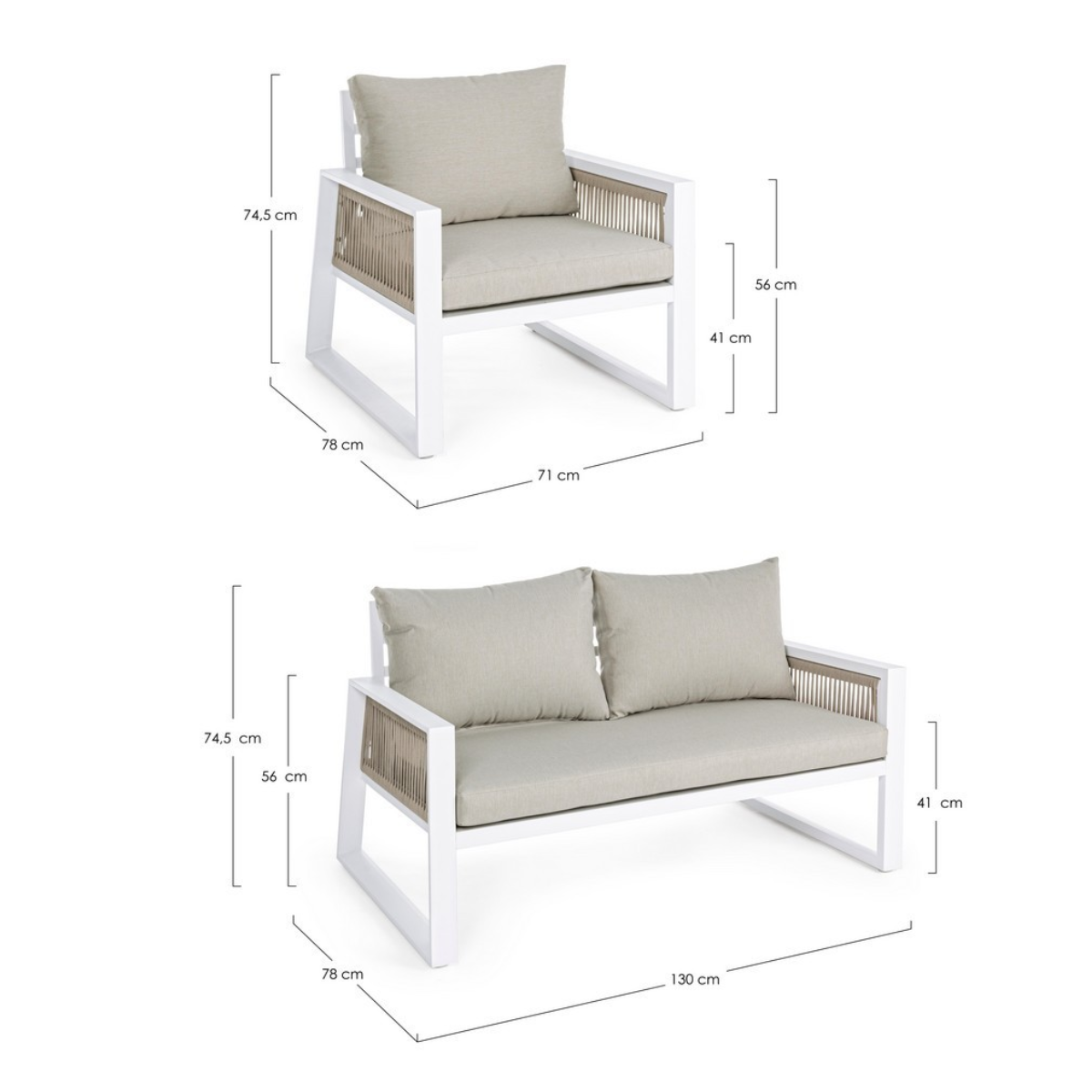 BT DIVA Fehér, Bézs design Kültéri lounge szett