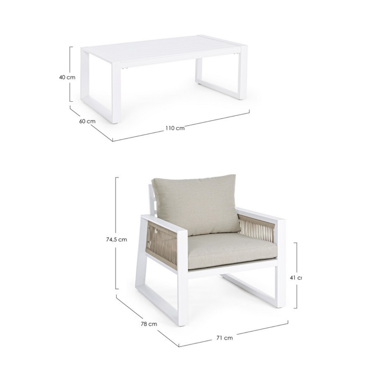 BT DIVA Fehér, Bézs design Kültéri lounge szett