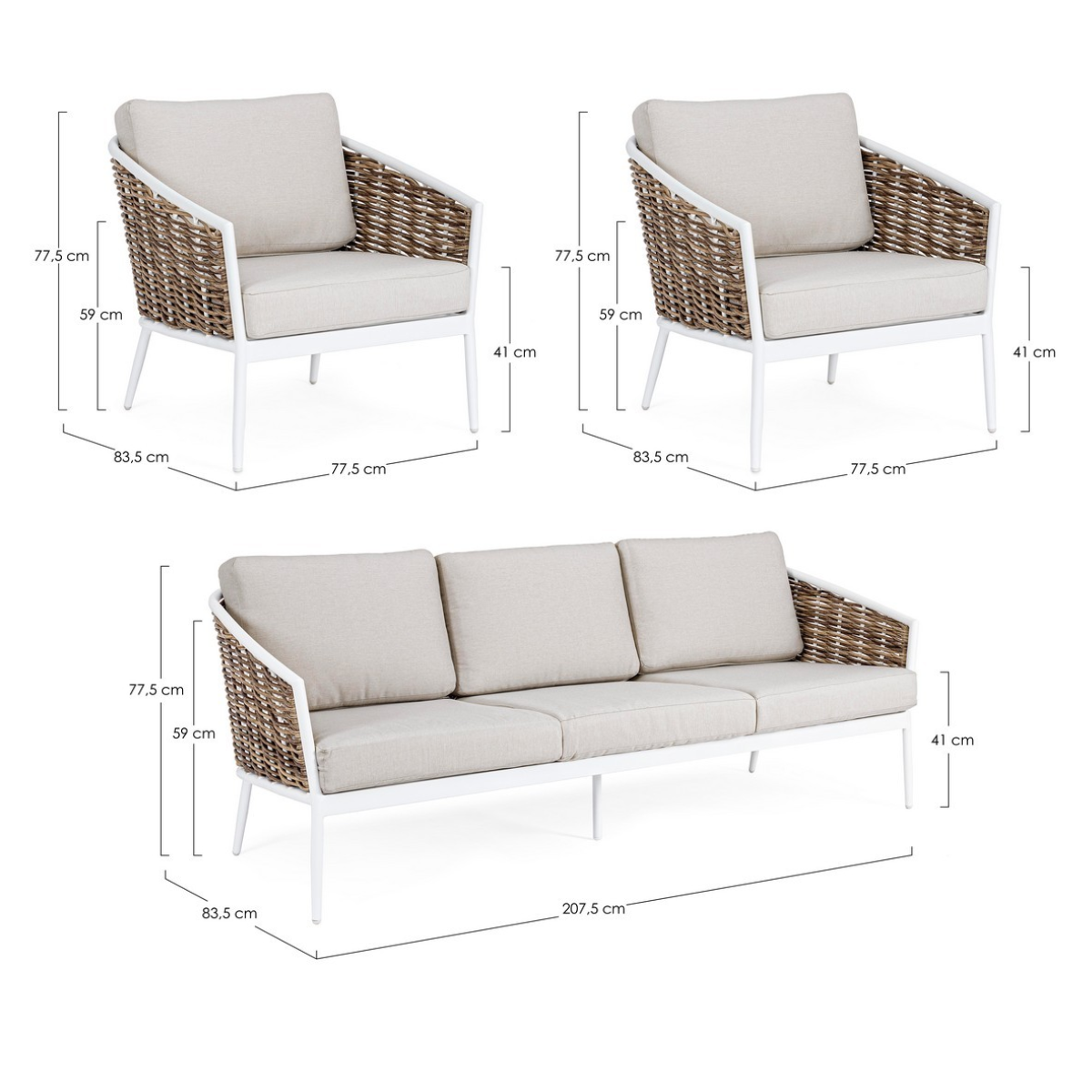 BT MIRABELL Fehér, Bézs modern Kültéri lounge szett