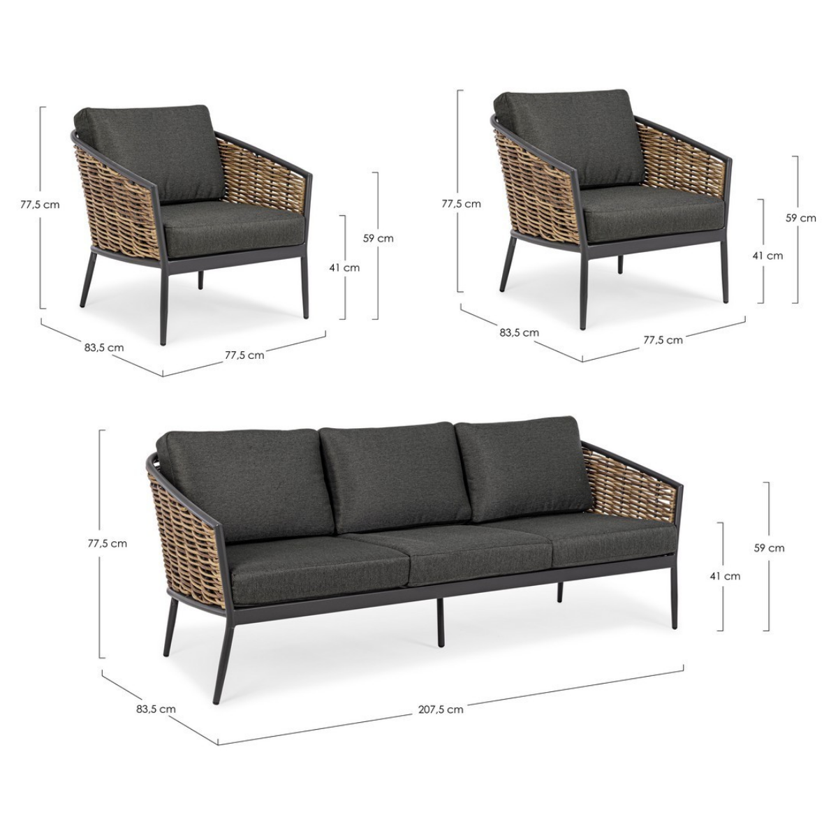 BT MIRABELL Szürke modern Kültéri lounge szett
