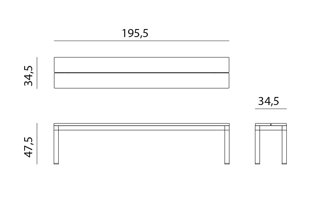 NARDI RIO BENCH ALU Fehér minimalista Pad