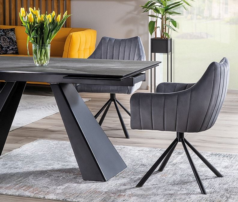 SI ALDO II Fekete design Bővíthető étkezőasztal
