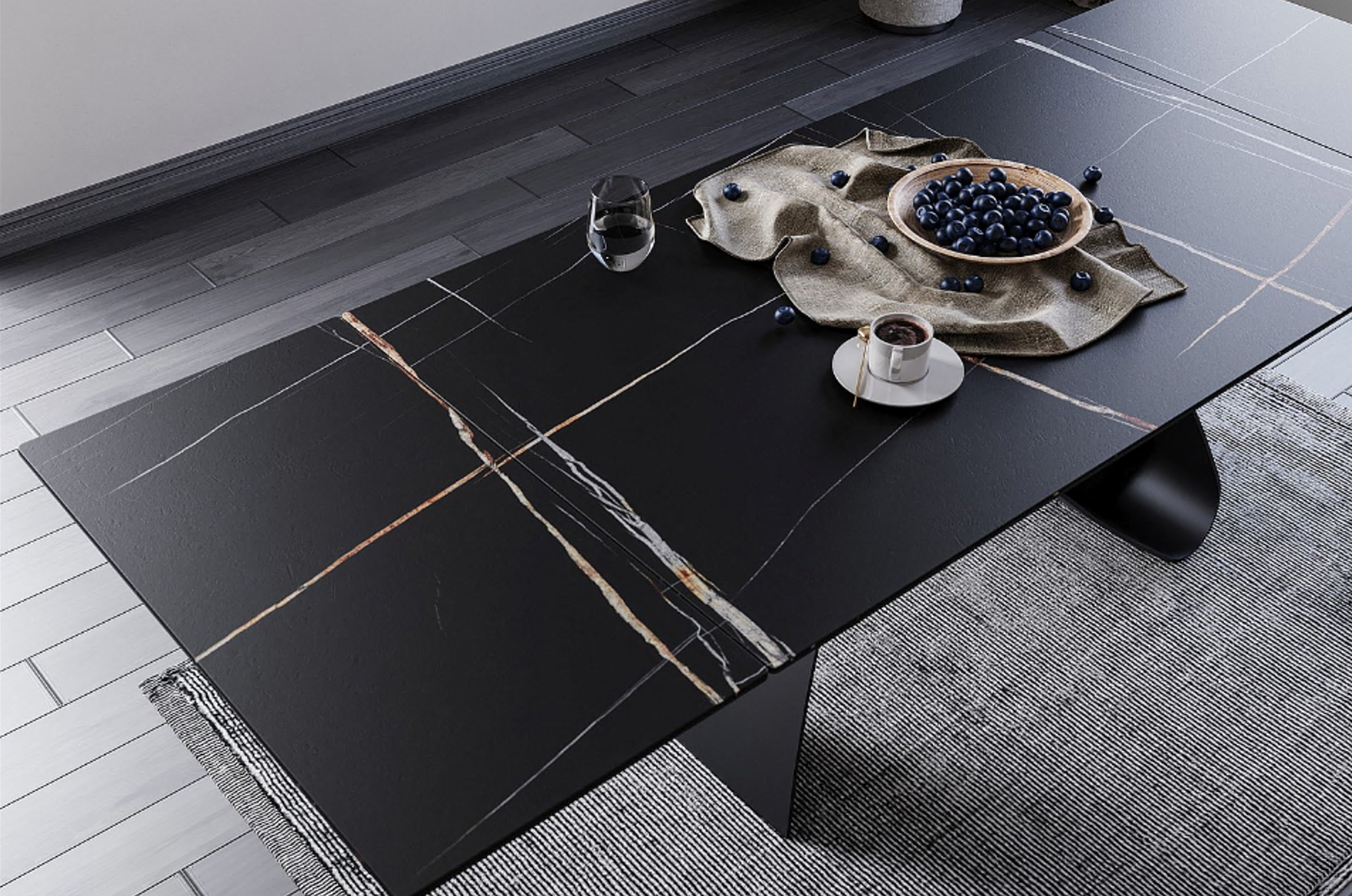 SI DIONA Fekete design Bővíthető étkezőasztal