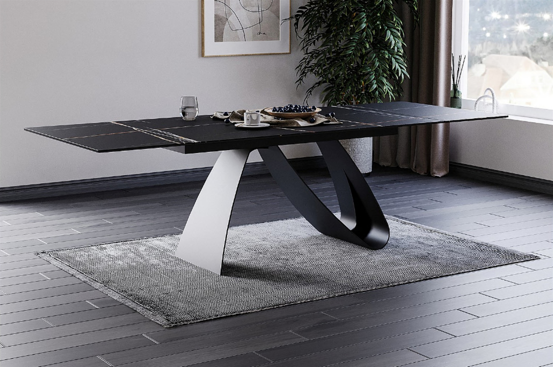 SI DIONA Fekete design Bővíthető étkezőasztal